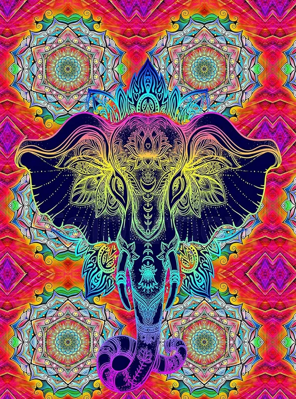 PSY_GANESHA-MANDALA_PORTAL_|__UV_REACTIVE_ART_|__SPIRITUAL_AWAKENING_|__T-SHIRT_|_210_GSM