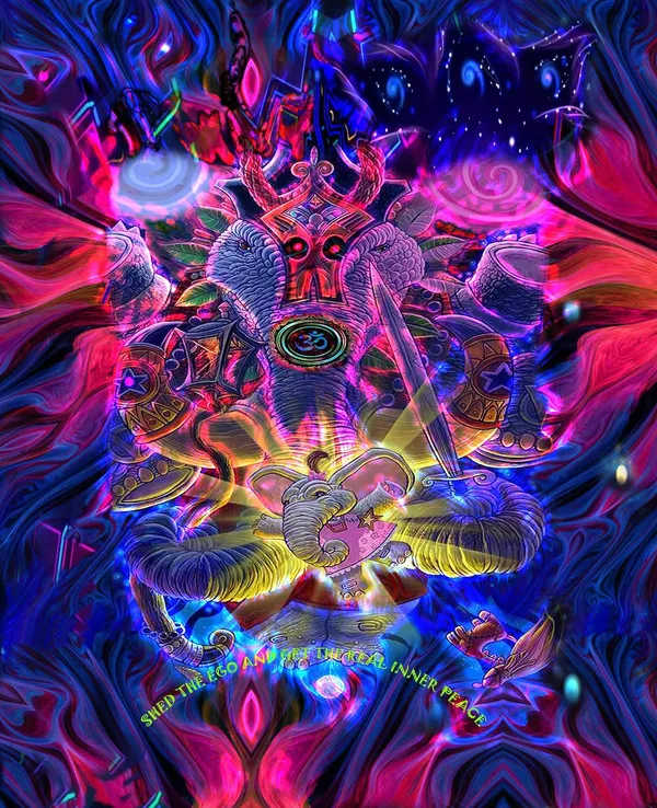GANESHA_EGO_SHED_AVATAR__|_UV_REACTIVE__|__SPIRITUAL_CONNECTION_|_T-SHIRT_|_210_GSM