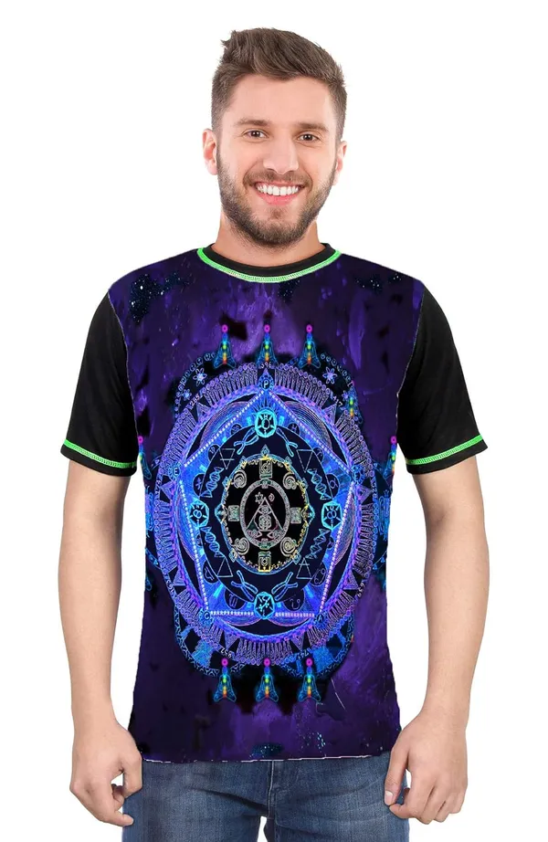 PSY_PEACE-MANDALA_|_UV_Reactive_Art_|__T-SHIRT__|_210_GSM