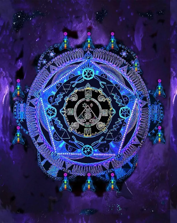 PSY_PEACE-MANDALA_|_UV_Reactive_Art_|__T-SHIRT__|_210_GSM