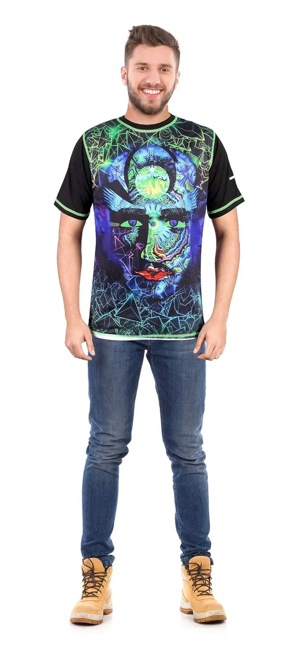 FACE_DIMENSION_|_UV_Glow_Design_|_UNISEX_T-shirt_Dry_Fit_Micro_&_100%_Biowashed_Cotton__|_210_GSM