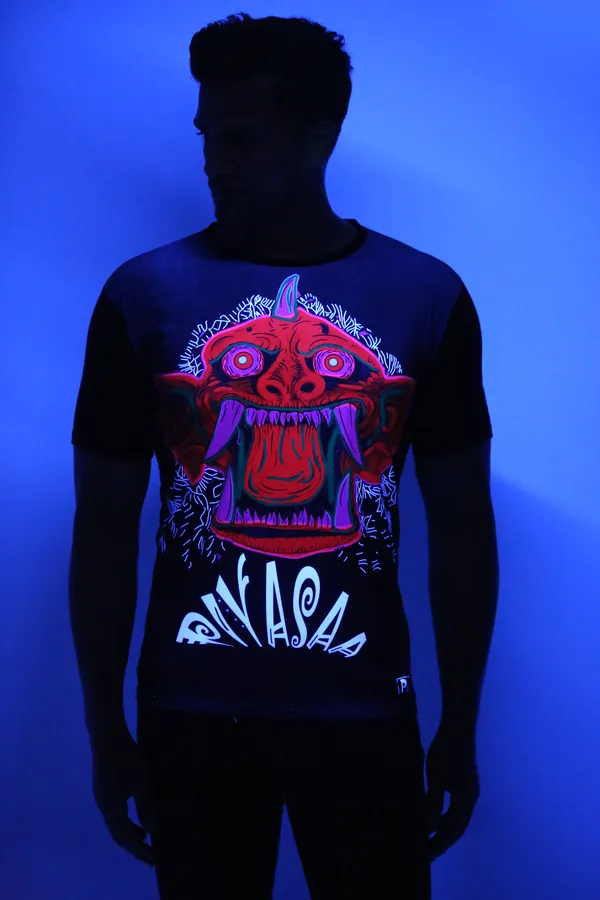 PSY_PIYASA_PORTAL_|_UV_REACTIVE_|_DARK_CHARACTER__|_T-SHIRT__|__Dry_Fit_Micro_&_100%_Biowashed_Cotton__|_210_GSM