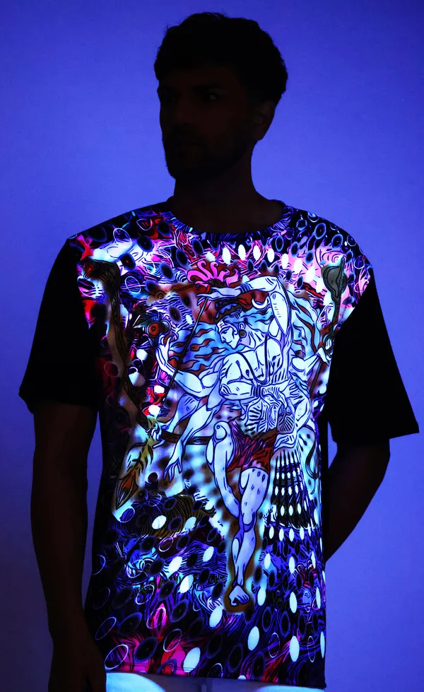 PSY_SHIVA_NATARAJ_|_UV_ReactiveDesign_|_UNISEX_T-SHIRT_|_210_GSM