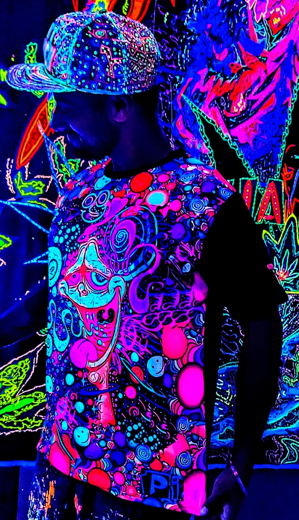 PSY_TOON_INTERVENTION_|_UV_Reactive_T-SHIRT_Dry_Fit_Micro_&_100%_Biowashed_Cotton__|_210_GSM