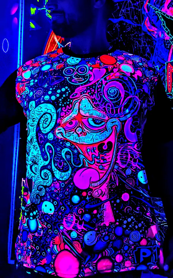 PSY_TOON_INTERVENTION_|_UV_Reactive_T-SHIRT_Dry_Fit_Micro_&_100%_Biowashed_Cotton__|_210_GSM