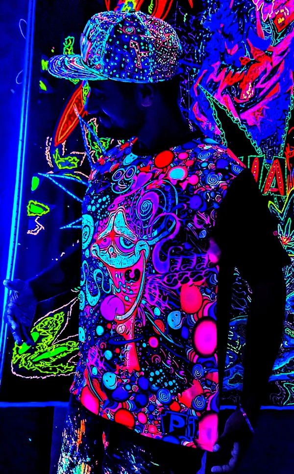 PSY_TOON_INTERVENTION_|_UV_Reactive_T-SHIRT_Dry_Fit_Micro_&_100%_Biowashed_Cotton__|_210_GSM