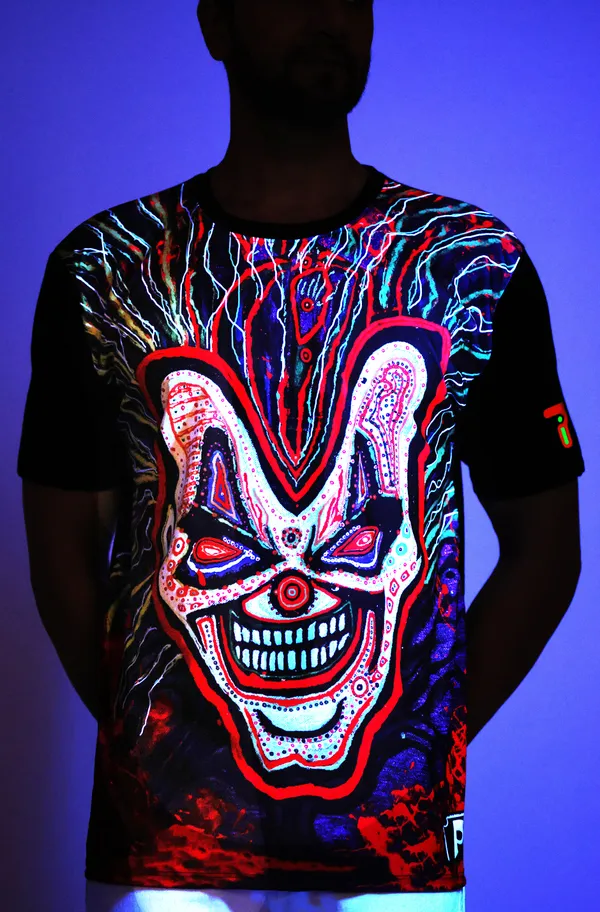 PSY_INSANE_JOKER-EVIL-LAUGH_|_UV_REACTIVE_ART_|__RAVE_EDITION__|_Unisex_T-SHIRT__|_210_GSM