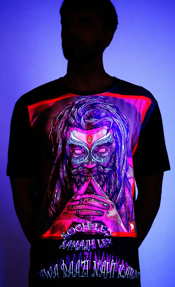 PSY_HAWABAZZI_PORTAL_|_UV_Reactive_Design_|_Unisex_T-shirt_|_210_GSM