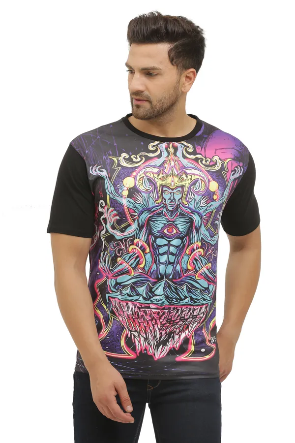 SHIVA_ANGER_MEDITATION_|_UV_REACTIVE_ART_|_CLASSY_FIT_T-SHIRT_Dry_Fit_Micro_&_100%_Biowashed_Cotton__|_210_GSM