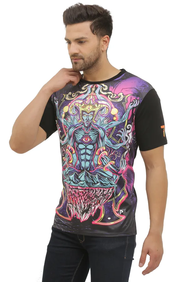 SHIVA_ANGER_MEDITATION_|_UV_REACTIVE_ART_|_CLASSY_FIT_T-SHIRT_Dry_Fit_Micro_&_100%_Biowashed_Cotton__|_210_GSM