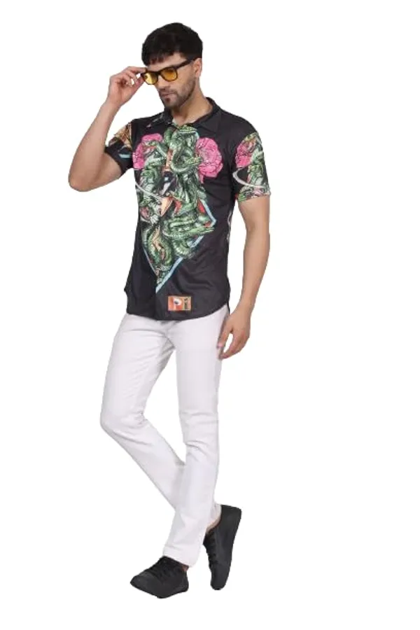 Multicolor_Limited_Edition_Stylish_Digital_Printing_Uv_Glow_Psy-Medussa_Chilling_Round_Neck_T-Shirt_For_Men_Dry_Fit_Micro_&_100%_Biowashed_Cotton__|_210_GSM