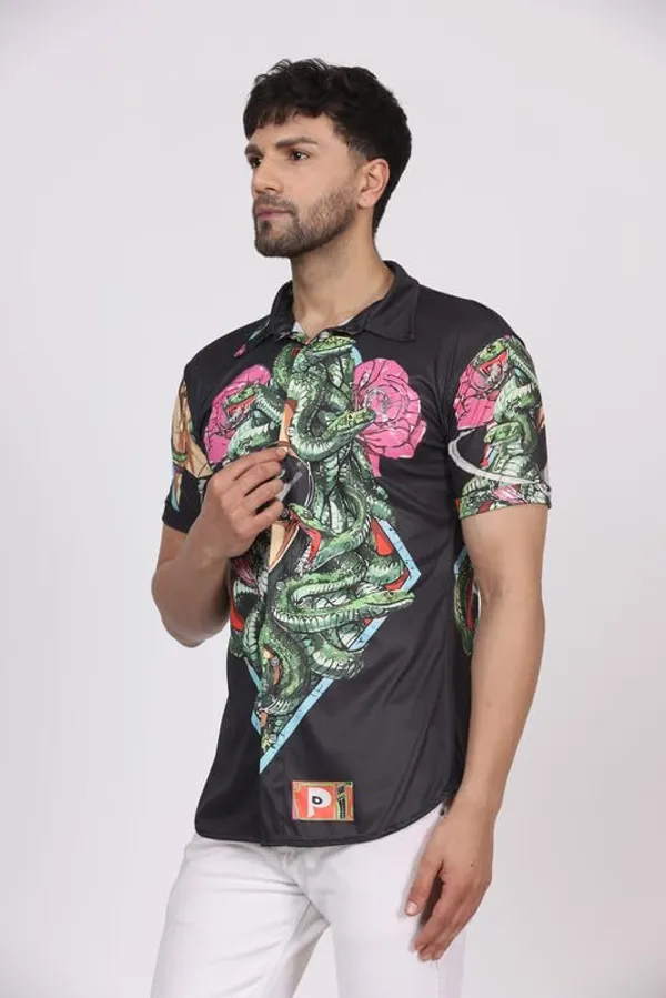Multicolor_Limited_Edition_Stylish_Digital_Printing_Uv_Glow_Psy-Medussa_Chilling_Round_Neck_T-Shirt_For_Men_Dry_Fit_Micro_&_100%_Biowashed_Cotton__|_210_GSM