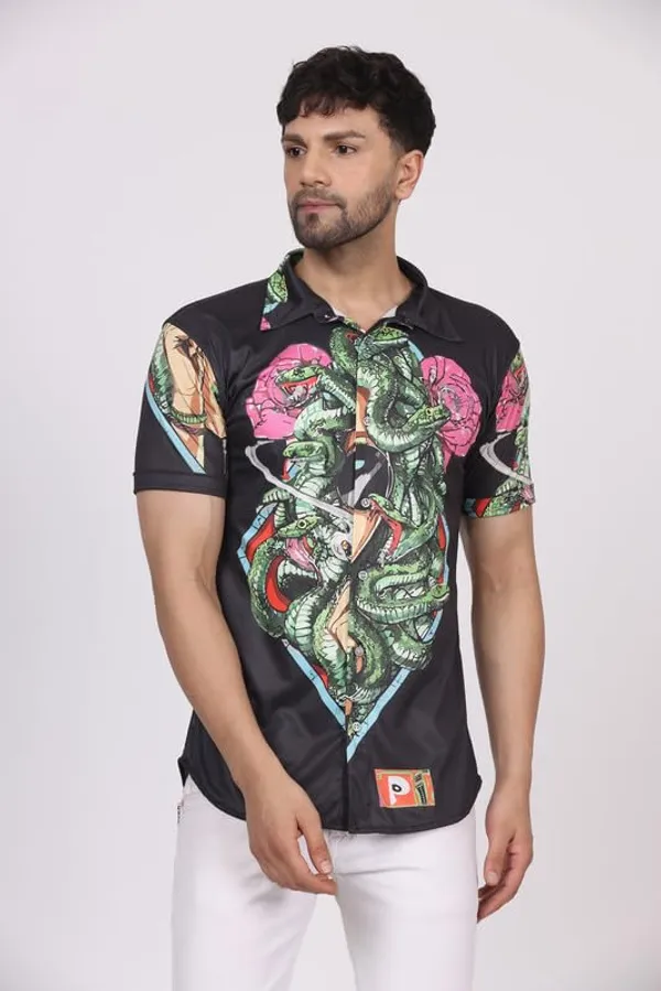 Multicolor_Limited_Edition_Stylish_Digital_Printing_Uv_Glow_Psy-Medussa_Chilling_Round_Neck_T-Shirt_For_Men_Dry_Fit_Micro_&_100%_Biowashed_Cotton__|_210_GSM