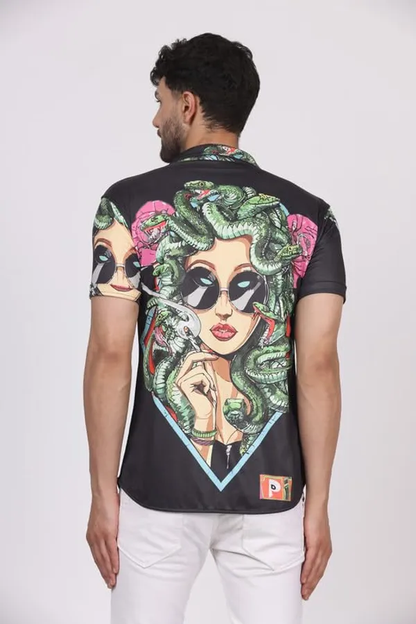 Multicolor_Limited_Edition_Stylish_Digital_Printing_Uv_Glow_Psy-Medussa_Chilling_Round_Neck_T-Shirt_For_Men_Dry_Fit_Micro_&_100%_Biowashed_Cotton__|_210_GSM