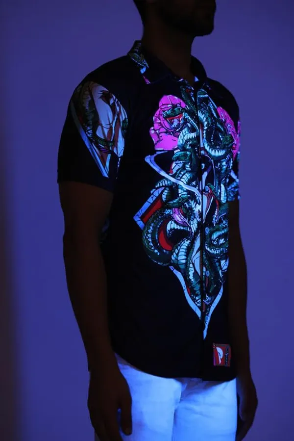 Multicolor_Limited_Edition_Stylish_Digital_Printing_Uv_Glow_Psy-Medussa_Chilling_Round_Neck_T-Shirt_For_Men_Dry_Fit_Micro_&_100%_Biowashed_Cotton__|_210_GSM