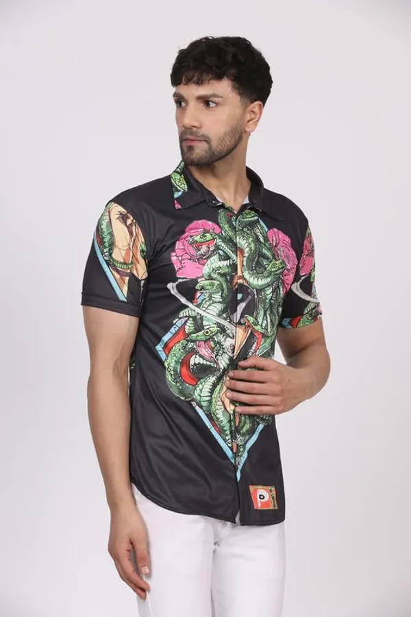 Multicolor_Limited_Edition_Stylish_Digital_Printing_Uv_Glow_Psy-Medussa_Chilling_Round_Neck_T-Shirt_For_Men_Dry_Fit_Micro_&_100%_Biowashed_Cotton__|_210_GSM