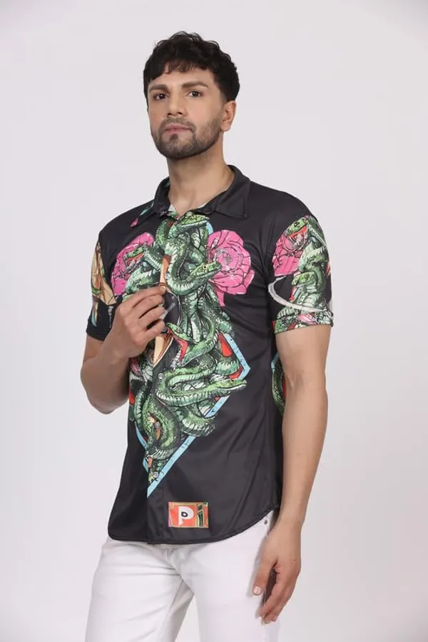 Multicolor_Limited_Edition_Stylish_Digital_Printing_Uv_Glow_Psy-Medussa_Chilling_Round_Neck_T-Shirt_For_Men_Dry_Fit_Micro_&_100%_Biowashed_Cotton__|_210_GSM