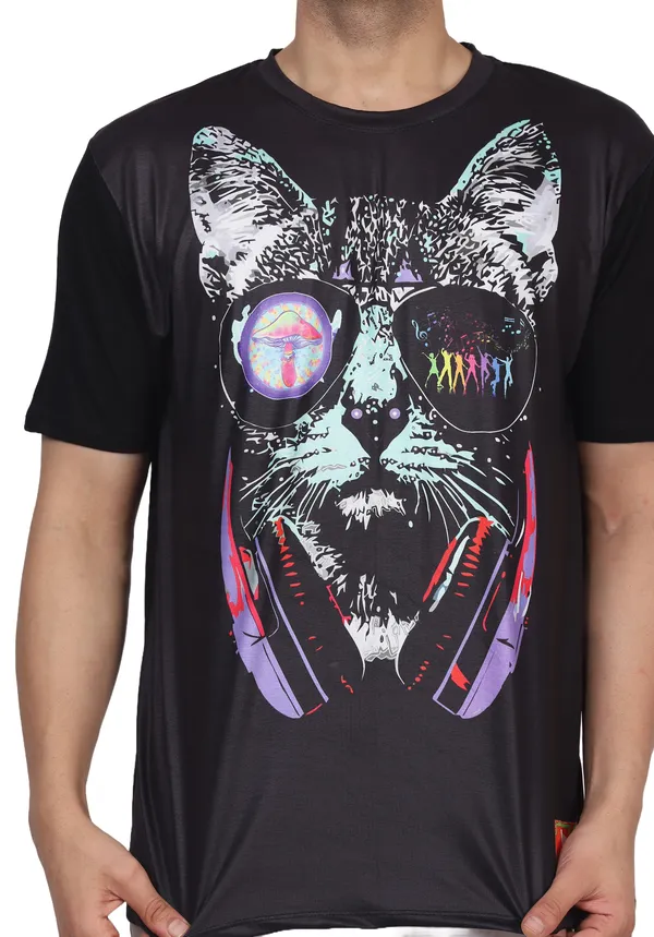 PSY_DJ-PUSSY_|_UV_Reactive_Art_|_UNISEX_T-SHIRT__|_210_GSM