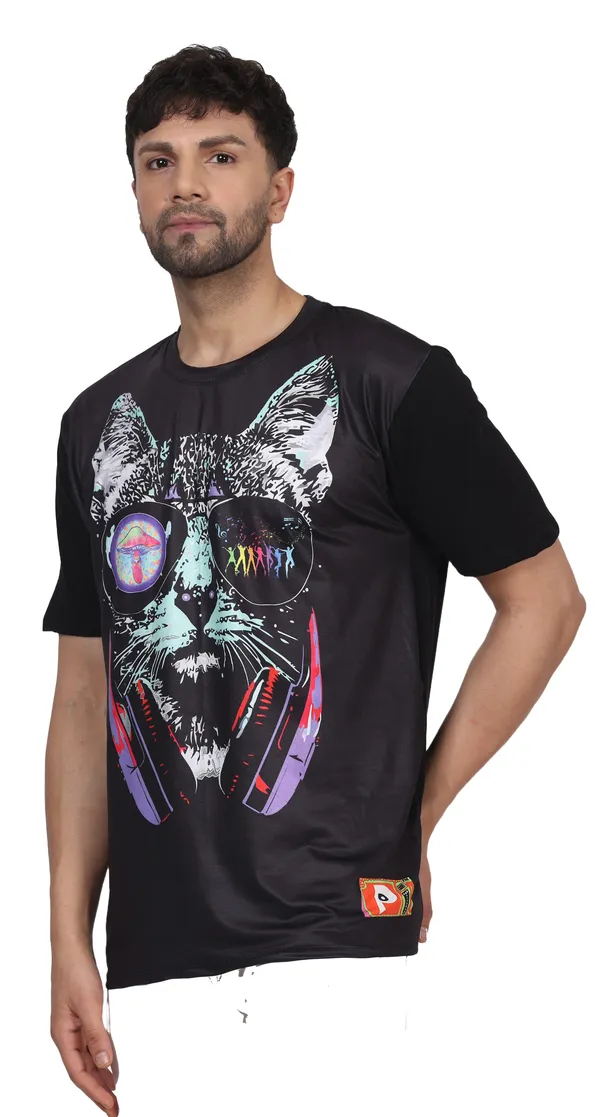 PSY_DJ-PUSSY_|_UV_Reactive_Art_|_UNISEX_T-SHIRT__|_210_GSM