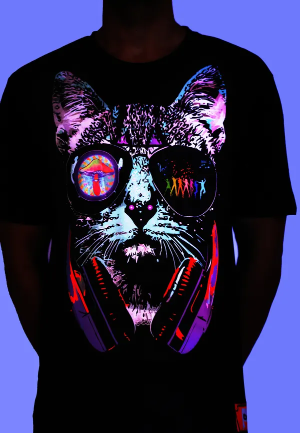 PSY_DJ-PUSSY_|_UV_Reactive_Art_|_UNISEX_T-SHIRT__|_210_GSM