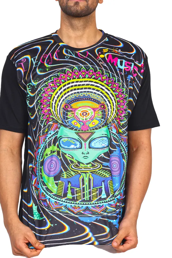 DJ_TECHNO_ALIEN_|_UV_Glow_Design_|_UNISEX_T-SHIRT-_210_GSM_|_210_GSM