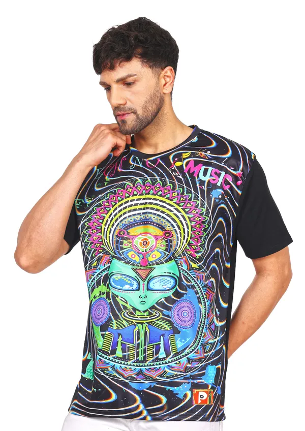 DJ_TECHNO_ALIEN_|_UV_Glow_Design_|_UNISEX_T-SHIRT-_210_GSM_|_210_GSM