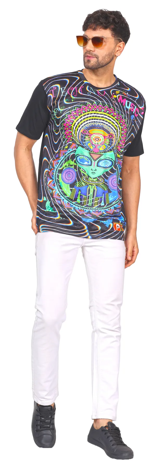DJ_TECHNO_ALIEN_|_UV_Glow_Design_|_UNISEX_T-SHIRT-_210_GSM_|_210_GSM