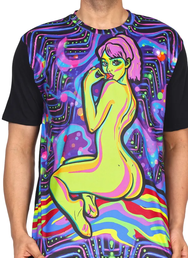 PSY_NAUGTHY_PEACE_|_UV_Reactive_Design_|_UNISEX_T-shirt_|_210_GSM