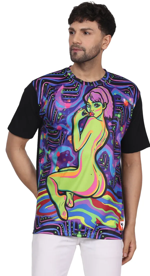PSY_NAUGTHY_PEACE_|_UV_Reactive_Design_|_UNISEX_T-shirt_|_210_GSM