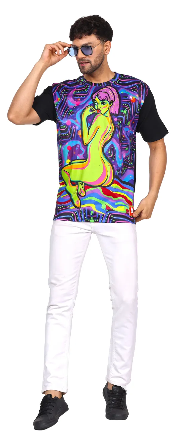PSY_NAUGTHY_PEACE_|_UV_Reactive_Design_|_UNISEX_T-shirt_|_210_GSM
