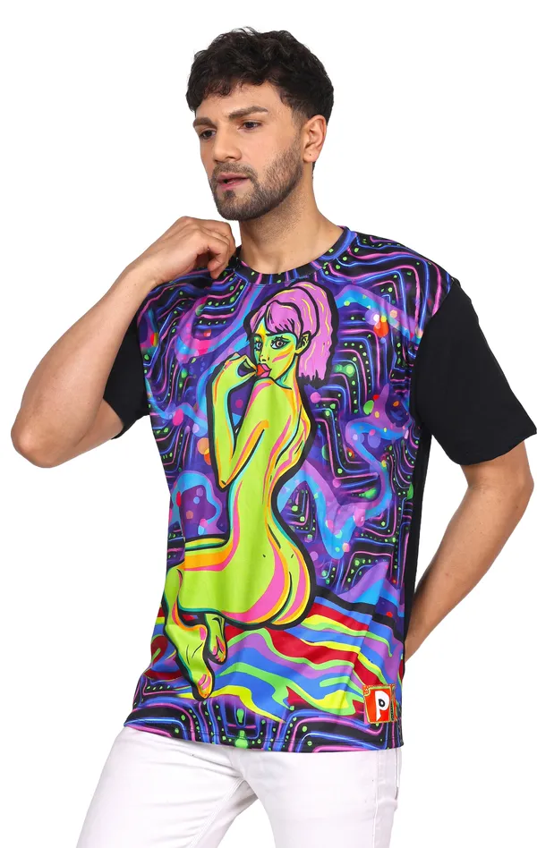 PSY_NAUGTHY_PEACE_|_UV_Reactive_Design_|_UNISEX_T-shirt_|_210_GSM