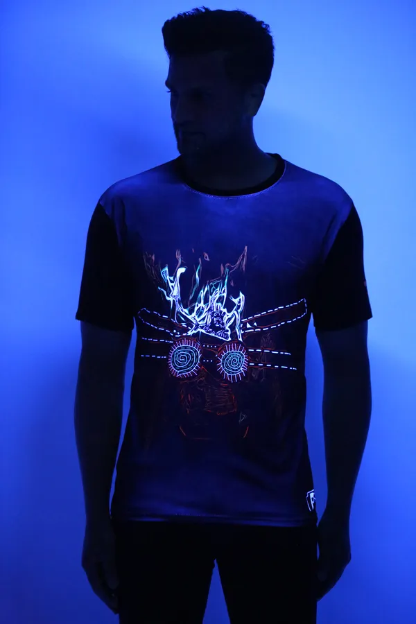 FIRE-PLAIN_PSY_ART_|_UV_Reactive_T-SHIRT_Dry_Fit_Micro_&_100%_Biowashed_Cotton__|_210_GSM