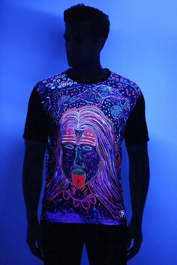 SHAMANIC_PSY_ART_|_MAA-MAHAKALI__|_UV_REACTIVE__|_SPIRITUAL_T-SHIRT__|_Dry_Fit_Micro_Front_&_100%_Bio-washed_Cotton_210_GSM_|_210_GSM