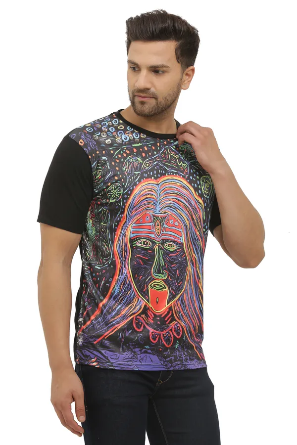 SHAMANIC_PSY_ART_|_MAA-MAHAKALI__|_UV_REACTIVE__|_SPIRITUAL_T-SHIRT__|_Dry_Fit_Micro_Front_&_100%_Bio-washed_Cotton_210_GSM_|_210_GSM