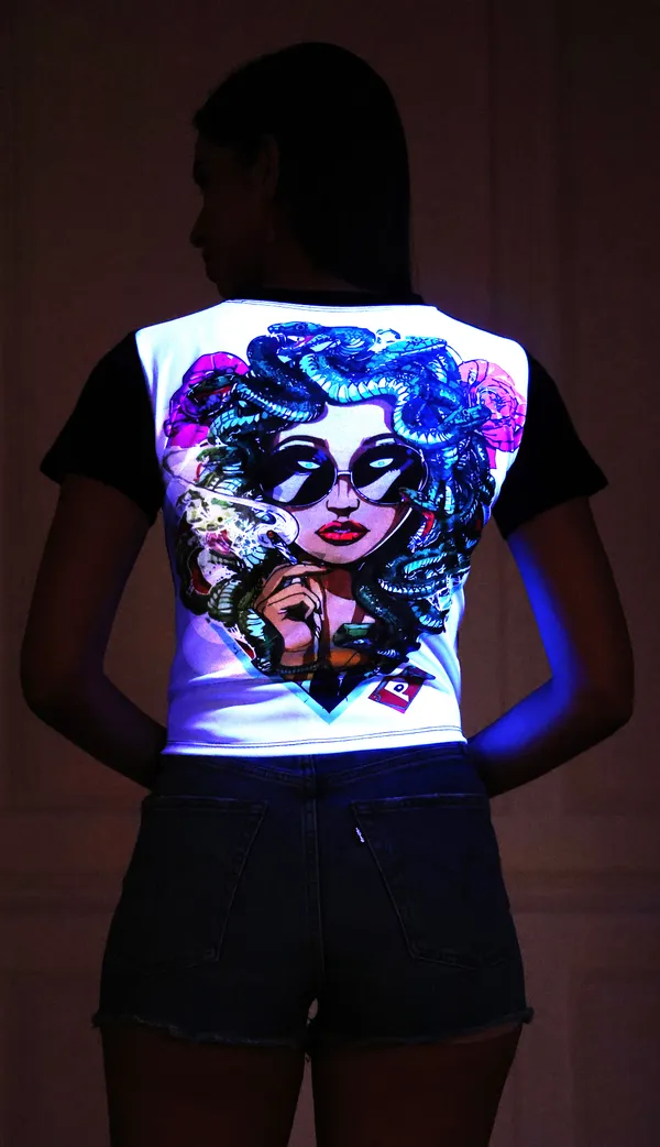 PSY_MEDUSSA_CHILLING_TRIP_|_UV_Glow_Design_|_CROP_TOP_|_210_GSM