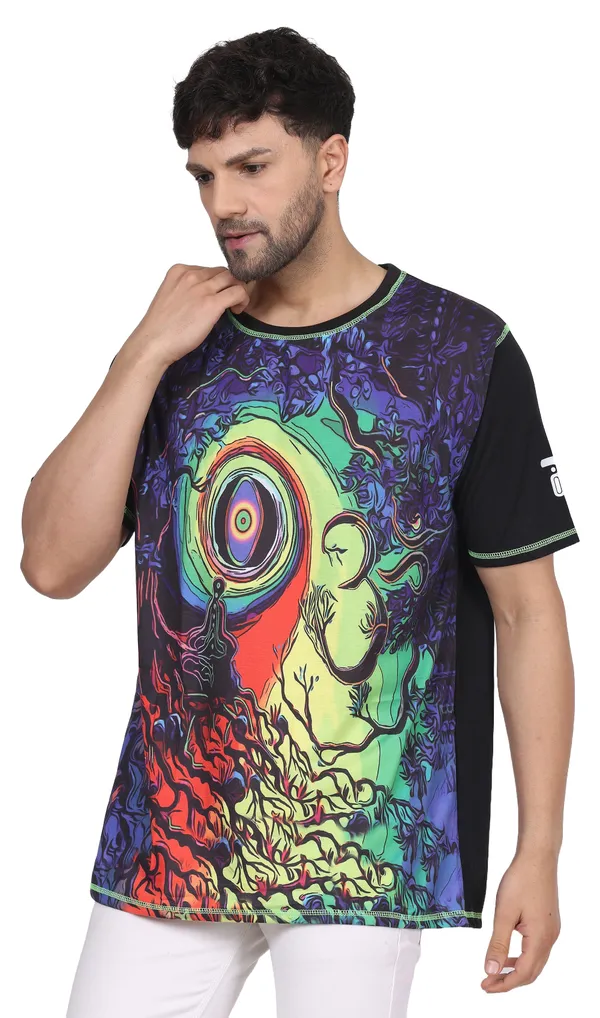 COSMIC__OM-MEDITATION_|_UV_Glow_Art_|_UNISEX_T-shirt__|_210_GSM