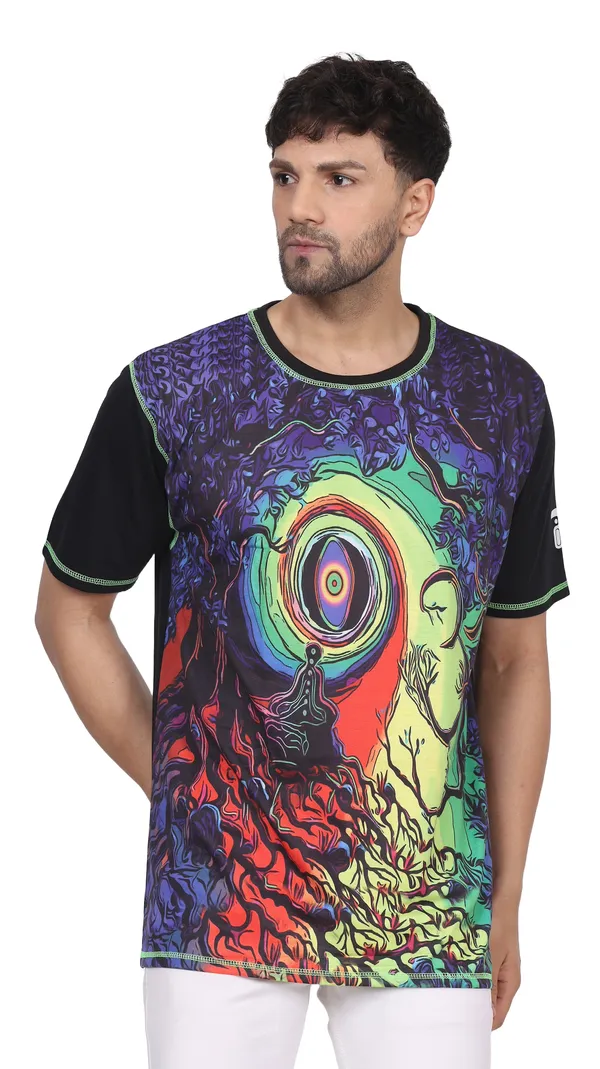 COSMIC__OM-MEDITATION_|_UV_Glow_Art_|_UNISEX_T-shirt__|_210_GSM