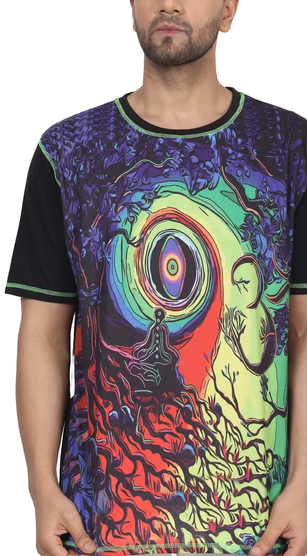COSMIC__OM-MEDITATION_|_UV_Glow_Art_|_UNISEX_T-shirt__|_210_GSM