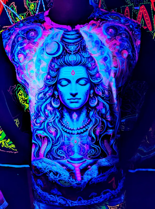 SHIVA_COSMIC_CONNECTION_|_UV_REACTIVE_ART_|_SPIRITUAL_JOURNEY__|__UNISEX_T-Shirt_|_210_GSM