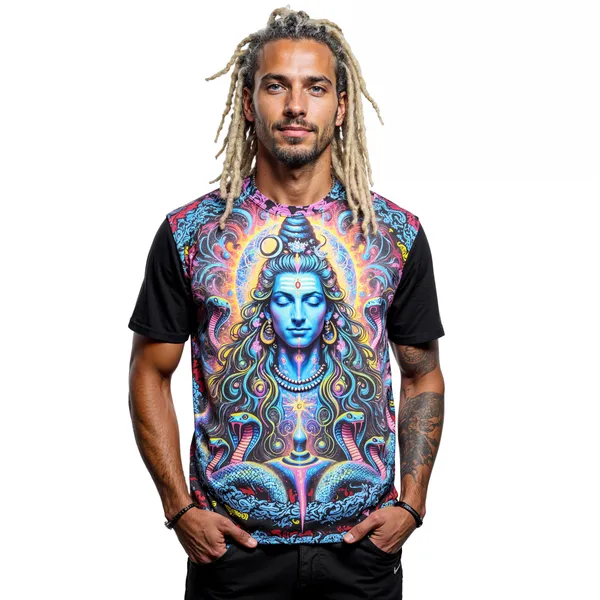 SHIVA_COSMIC_CONNECTION_|_UV_REACTIVE_ART_|_SPIRITUAL_JOURNEY__|__UNISEX_T-Shirt_|_210_GSM
