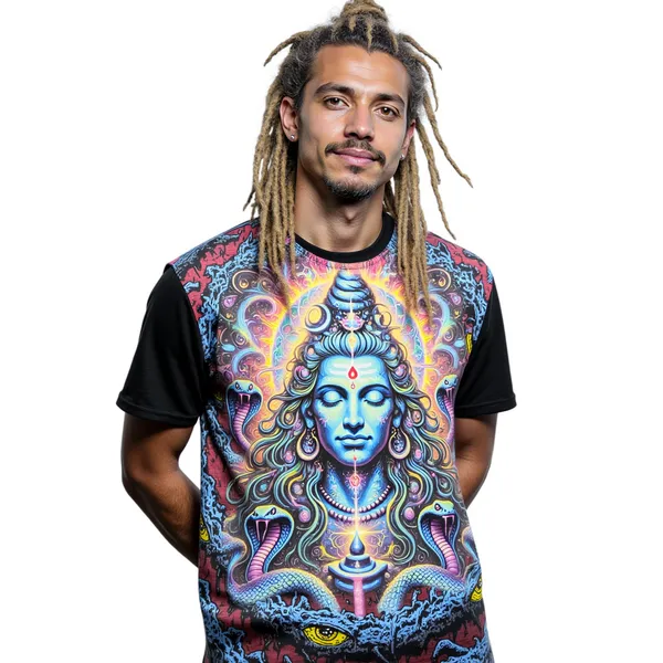 SHIVA_COSMIC_CONNECTION_|_UV_REACTIVE_ART_|_SPIRITUAL_JOURNEY__|__UNISEX_T-Shirt_|_210_GSM