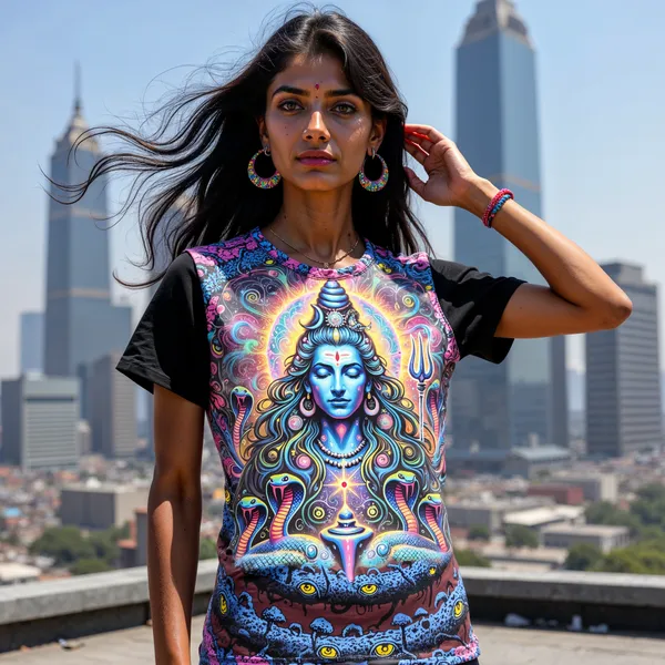 SHIVA_COSMIC_CONNECTION_|_UV_REACTIVE_ART_|_SPIRITUAL_JOURNEY__|__UNISEX_T-Shirt_|_210_GSM