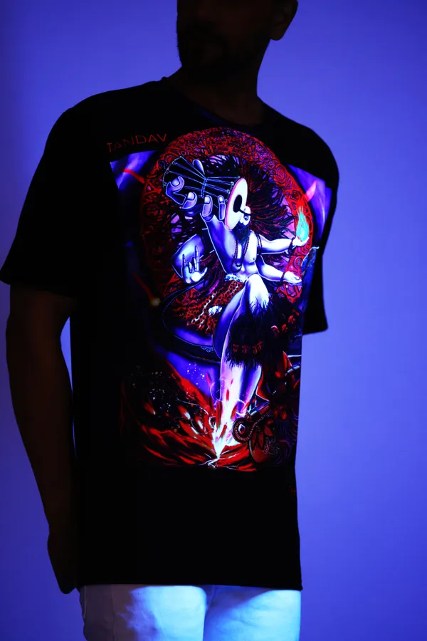 PSY_SHIV-TANDAV_CEREMONY_|_UV_Reactive_ART_|_Unisex_T-SHIRT_Dry_Fit_Micro_&_100%_Biowashed_Cotton__|_210_GSM