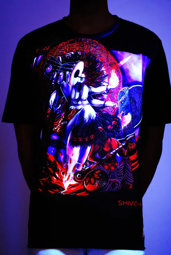PSY_SHIV-TANDAV_CEREMONY_|_UV_Reactive_ART_|_Unisex_T-SHIRT_Dry_Fit_Micro_&_100%_Biowashed_Cotton__|_210_GSM