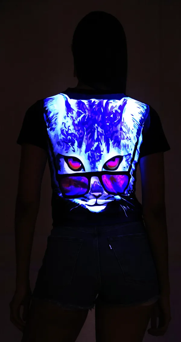 PSY_MEOW_ART_|_UV_Glow_Design_|_CROP_TOP_|_210_GSM