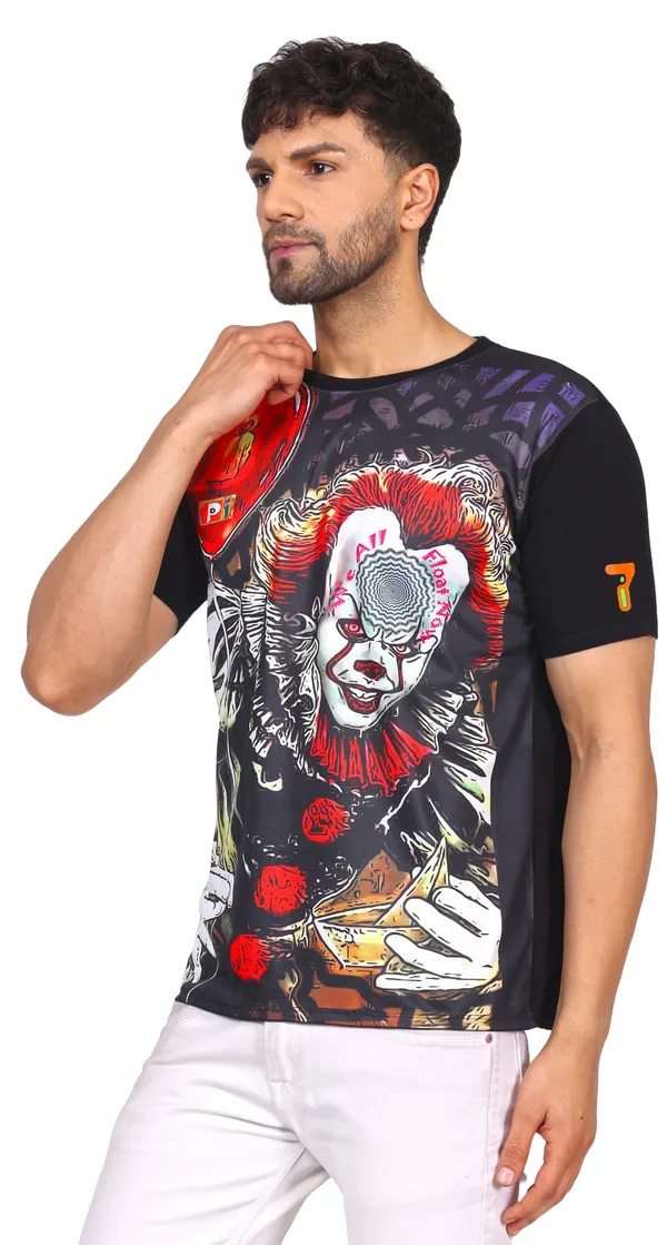 PSY_PENNYWISE_CALLING_|_UV_Reactive_Art_|_Unisex_T-SHIRT_Dry_Fit_Micro_&_100%_Biowashed_Cotton__|_210_GSM
