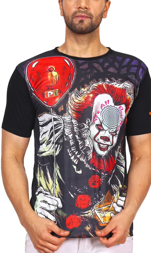 PSY_PENNYWISE_CALLING_|_UV_Reactive_Art_|_Unisex_T-SHIRT_Dry_Fit_Micro_&_100%_Biowashed_Cotton__|_210_GSM