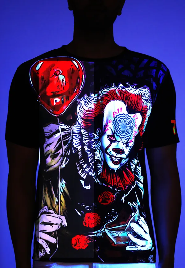 PSY_PENNYWISE_CALLING_|_UV_Reactive_Art_|_Unisex_T-SHIRT_Dry_Fit_Micro_&_100%_Biowashed_Cotton__|_210_GSM