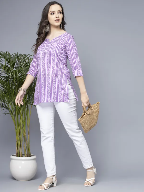 Purple_&_White_Cotton_Rayon_Printed_Straight_Kurta_For_Women