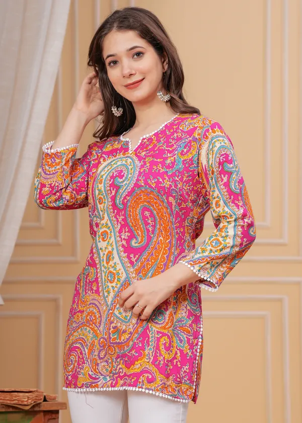 Pink_Cotton_Rayon_Floral_Print_Straight_Kurta_For_Women